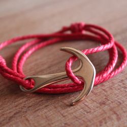 Bracelet MATHA Rouge et Or rose, ancre et cordage