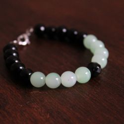 Bracelet JADE, perles noires et turquoises