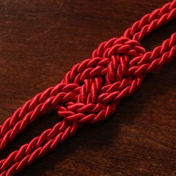 Bracelet MEIKA rouge, nœud et cordage satin