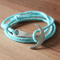 Bracelet MATHA Bleu et Argent, ancre et cordage