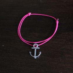 Bracelet ELII, ancre et fil élastique rose