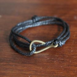 Bracelet TIPA bronze, hameçon et cordage